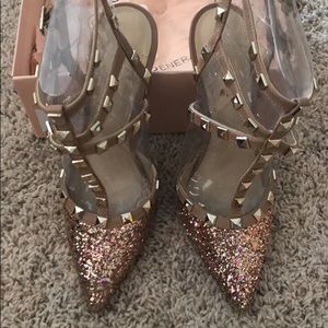 BCBG rose gold studded heels size 8.5